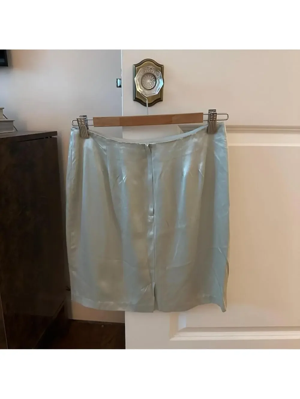 Vintage Light Green Satin Matching Set - Blazer and Mini Skirt